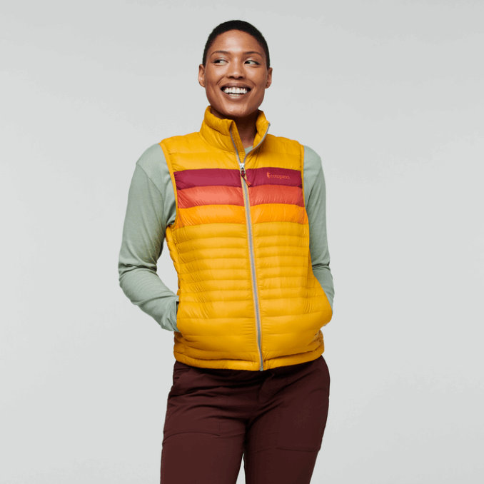 Colección Fuego Chaleco Mujer Cotopaxi ámbar Rayas