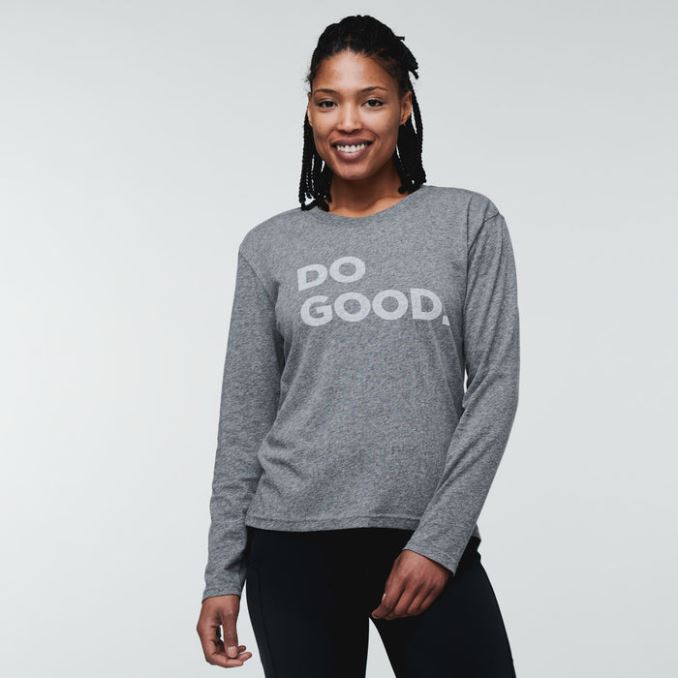 Camiseta De Manga Larga Gris Jaspeado Cotopaxi Do Good Mujer Moda