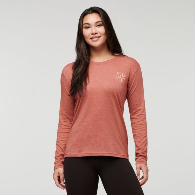 Camiseta Orgánica De Manga Larga Original Cotopaxi Earthen Hello Llama Mujer