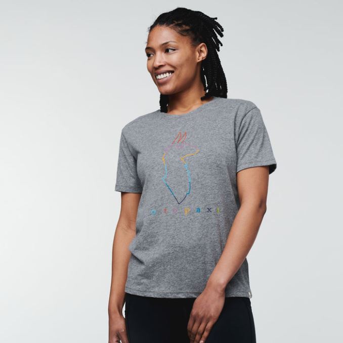 Nueva Camiseta Cotopaxi Electric Llama Mujer Gris Jaspeado